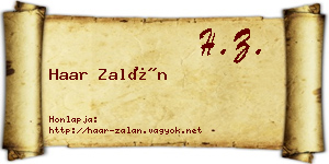 Haar Zalán névjegykártya
